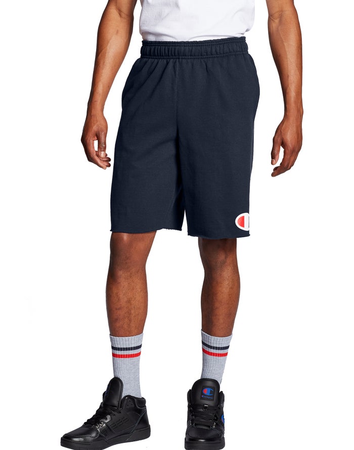 Champion Mens Shorts NZ - Powerblend Fleece C Logo Navy ( 7845-TZOCY )